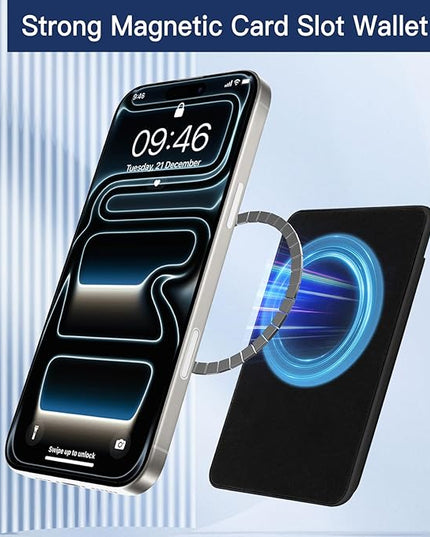 Stronger Magnetic Card Slot Wallet for iPhone 17/16/15/14/13/12 Series (Not for 13/12 Mini), Butterfly Pattern Hard Card Holder Fit 3 Cards Compatible with Magsafe Accessories, Black