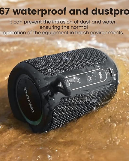 Bluetooth Speaker Wireless,IP67 Waterproof & Dustproof Portable Speaker with Lights,15W Loud Stereo Sound, 2500mAh Battery All Day Playtime, TWS Pairing, BT5.3, Home/Party/Outdoor/Beach (Black)