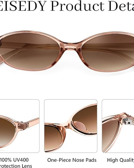 FEISEDY Retro Oval Cat Eye Sunglasses for Women 90s Narrow Lightweight Shades Y2k Trendy Sunnies B0257