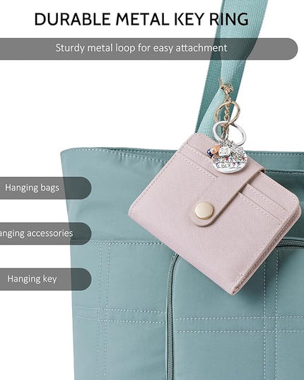 POIUGOYA Slim Wallet for Women,RFID Blocking Bifold Credit Card Holder with Zipper Coin Pocket,ID Window,Keychain