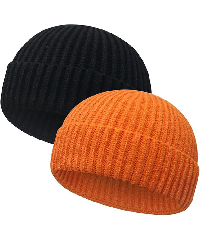 Wool Fisherman Beanies for Men Women Short Cuff Knit Beanie Winter Warm Hats Trawler Hat Stylish Watch Cap
