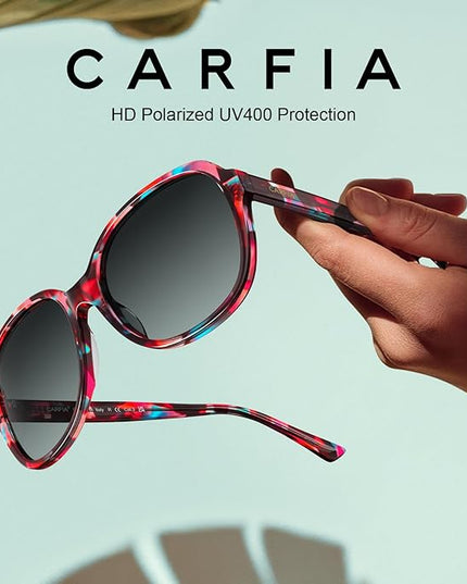 CARFIA Acetate Oversized Square Polarized Sunglasses for Women UV Protection Retro Trendy Big Shades