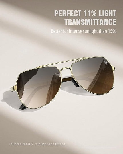 LUENX Aviator Sunglasses for Men Women Polarized New Shades Large Metal Frame - UV 400 Protection