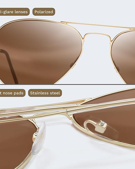 livho Sunglasses for Men Women Aviator Polarized Metal Mirror UV 400 Lens Protection