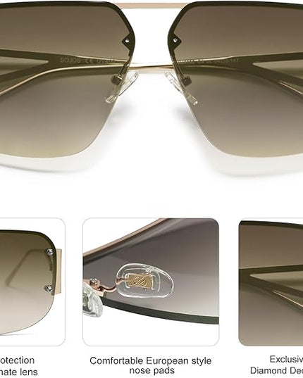 SOJOS Trendy Aviator Sunglasses Mens Womens Retro Metal Rimless Frame Shades Lentes De Sol Para Mujer SJ1192