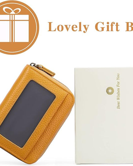 GOIACII Small Genuine Leather Wallet for Women, RFID Blocking Credit Card Holder Wallet
