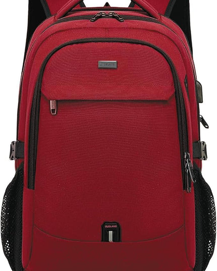 DUSLANG 17 Inch Laptop Backpack for Travel Water Resistant College Backpack for Women Laptop Bag with USB Charging Port,Red A