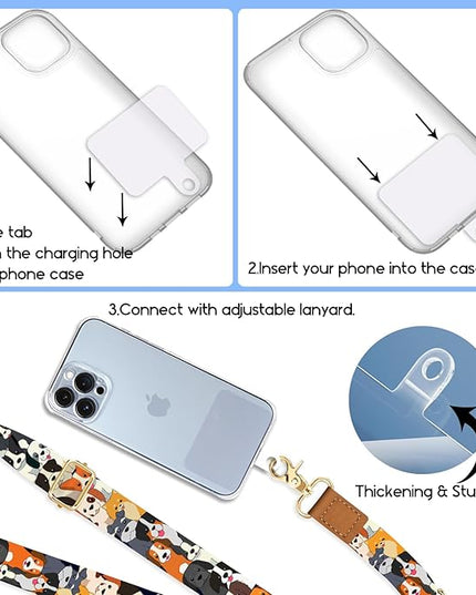 Dog Phone Lanyard Crossbody Strap, Cute Puppy Cell Phone Lanyards for around the Neck Wristlet Wrist Strap Animal Adjustable for Keys Case ID Badges Accessories Travel Essentials