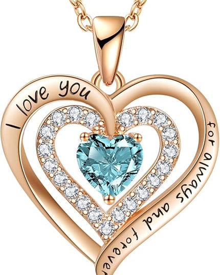 REDBEE Necklaces for Women Birthstone Heart Necklace Jewelry for Wife Girlfriend Woman Necklace