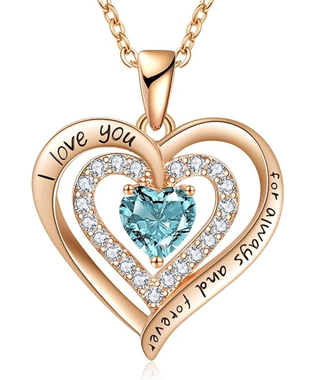 REDBEE Necklaces for Women Birthstone Heart Necklace Jewelry for Wife Girlfriend Woman Necklace