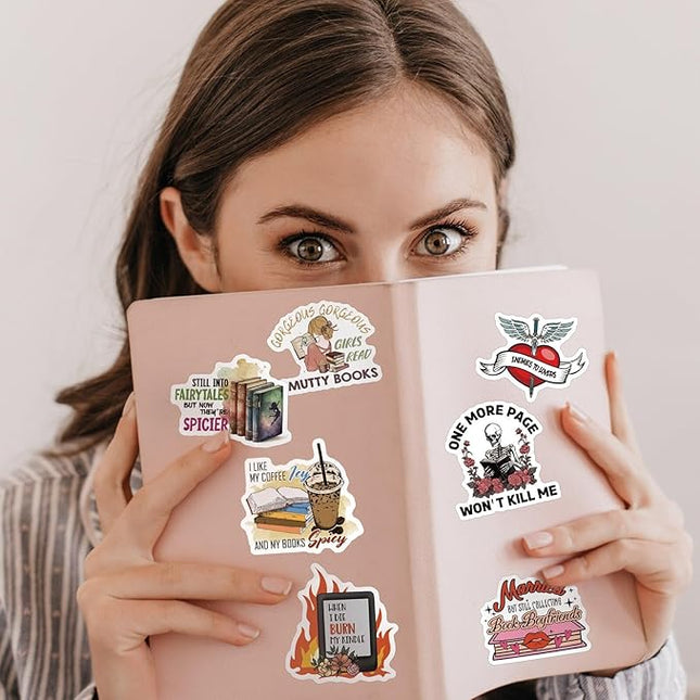 MiStar 62 PCS Book Stickers for Kindle Adult, Spicy Bookish Reading Dark Romance Booktok Dirty Sticker Pack for Ebook Reader Case Laptop Water Bottle Waterproof Vinyl Decal Gifts for Women