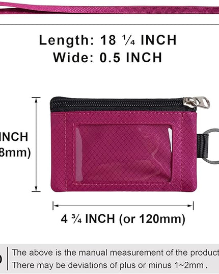 Minimalist RFID Blocking Small Wallet with ID Window,WaterResistant Zip Id Case Wallet with Lanyard Keychain for Cards,Cash,Travel,Women,Men