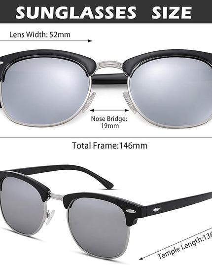 Pro Acme Semi-Rimless Polarized Sunglasses UV 400 Protection for Women Men