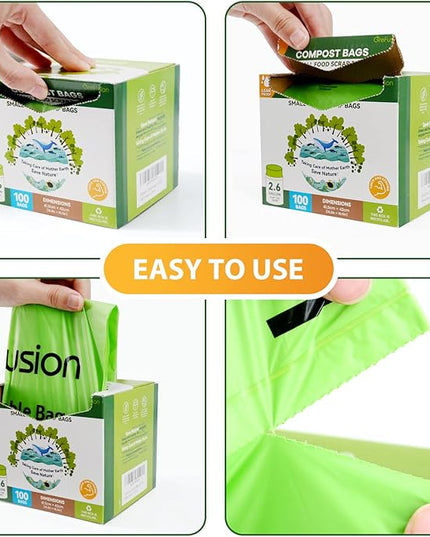 Compostable Bags,Trash bags 13+ gallon tall kitchen, Compostable Trash Lawn & Leaf Yard Waste Bags,Kitchen Compost Trash Bin Compatible,Extra Thick1.01 Mills,Certified by BPI and OK Compost(50count)