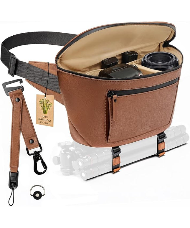 C Coiro Leather Camera Sling Bag, Weather Resistant Crossbody Camera Bag, Professional Pouch for Photographers