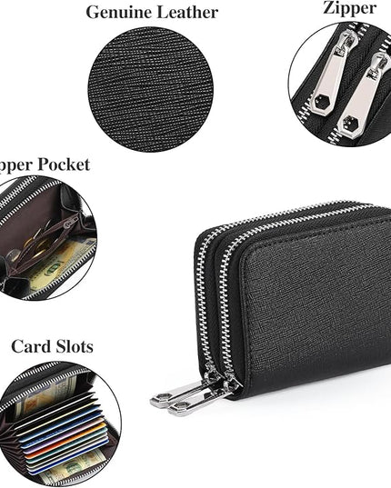 GOIACII Small Genuine Leather Wallet for Women, RFID Blocking Credit Card Holder Wallet