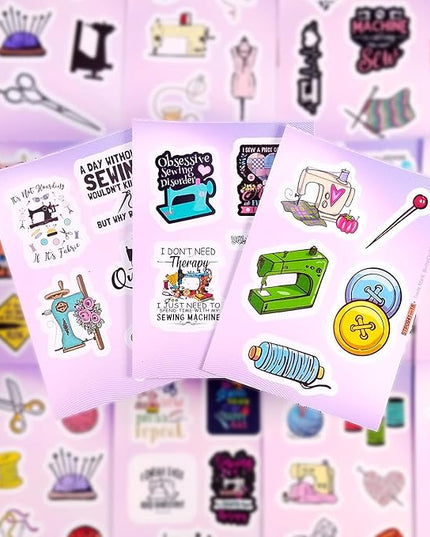 BulbaCraft Sewing Stickers for Water Bottle and Laptop - Tailor Party Supplies & Decorations, Waterproof Vinyl Crafting Decals, Sewing and Needlework Stickers Laptop Decals, Gifts for Women & Men