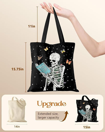 Canvas Tote Bag with Pockets - Aesthetic Reusable Totes for Women Ladies Cute Printed Cloths Canvas Shoulder Bag