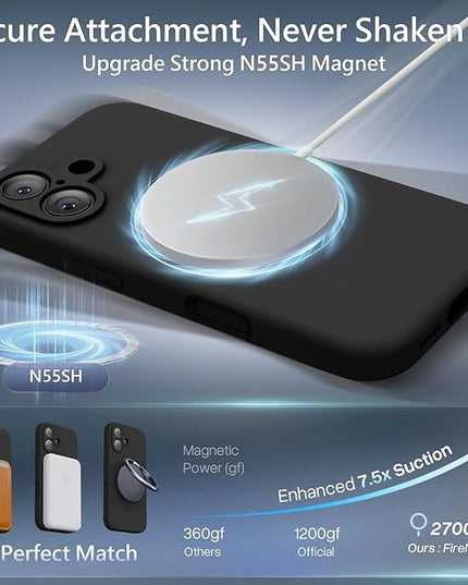 FireNova Magnetic for iPhone 17 Case, Compatible with MagSafe, [Integrated Silicone Camera Control Button] [Camera Protection] Anti-Scratch Microfiber Lining Phone Case, 6.3", Black
