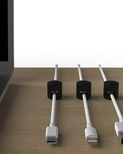 Cable Anchors for Desk Organization Black | Premium Aluminum Cord Organizers | Charger + Cable Management Clips for Home & Office | Stylish, Sturdy, & Functional | (3 Pack)