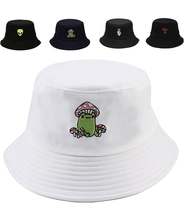 Cotton Bucket Hat for Women Men Summer Travel Sun Beach Bucket Cap, Unisex Outdoor Fisherman Hat