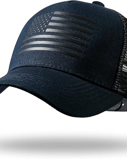 American Flag Trucker Hat - Snapback Hat, Baseball Cap for Men Women - Breathable Mesh Side, Adjustable Fit - for Casual Wear