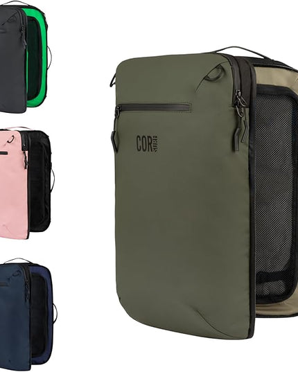 COR Surf Travel Backpack Carry On Laptop Backpack with Secret Passport Pockets | Daypack Business Weekender Luggage Backpack for Men and Women | The Island Hopper (40L, Army Green)
