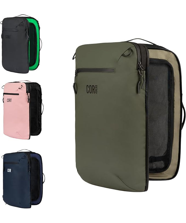 COR Surf Travel Backpack Carry On Laptop Backpack with Secret Passport Pockets | Daypack Business Weekender Luggage Backpack for Men and Women | The Island Hopper (40L, Army Green)