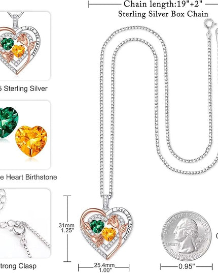 Iefil Christmas Gifts for Women - Sterling Silver Birthstone Necklace Anniversary Birthday Gifts for Her Wife Mom Daughter