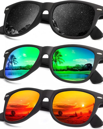 KALIYADI Polarized Sunglasses for Men and Women Matte Finish Sun glasses Color Mirror Lens UV Blocking (3 Pack)
