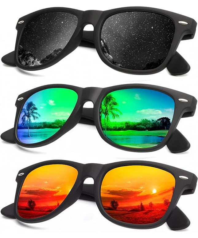 KALIYADI Polarized Sunglasses for Men and Women Matte Finish Sun glasses Color Mirror Lens UV Blocking (3 Pack)