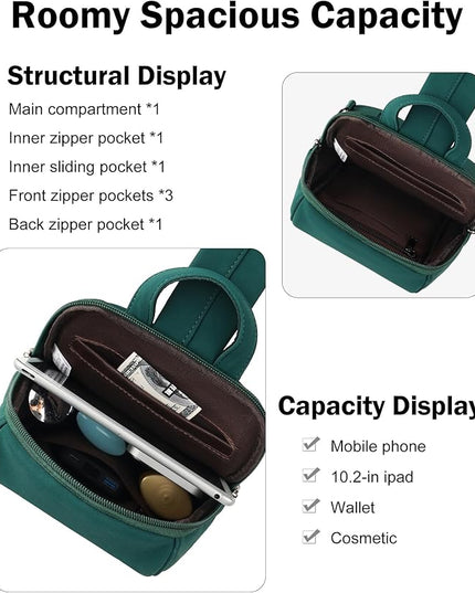 FADEON Sling Bag for Women, Crossbody Backpack with Tassels, Designer Leather Shoulder Chest Bags for Travel