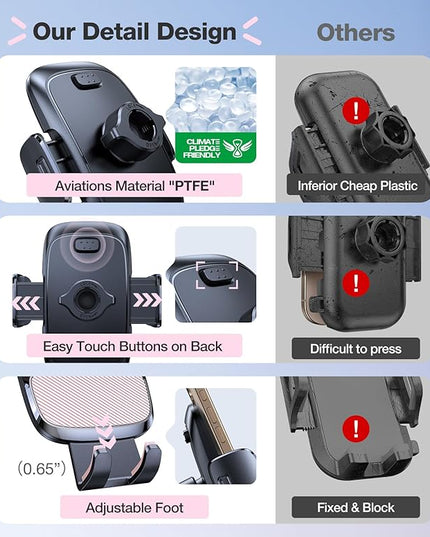 TORRAS Pink Phone Holders for Your Car【Ultra-Durable & Strongest Suction】, Universal Car Phone Holder Mount Truck Cradle Stand for Dashboard Windshield Vent, Pink Car Accessories