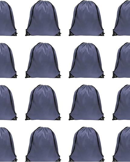 GoodtoU Drawstring Bags - Nylon Gym Bags with Cinch Sack for Sport, Travel, Team (Grey, 16Pcs)