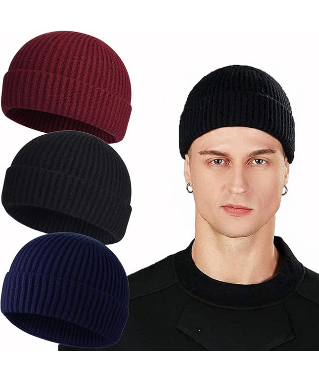 ROYBENS Swag Wool Knit Cuff Short Fisherman Beanie for Men Women, Winter Warm Hats