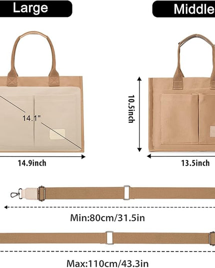 Canvas Tote Bag for Women Crossbody Work Purse with Pockets Top Handle Handbag Satchel Bags for Travel Nurse Teacher