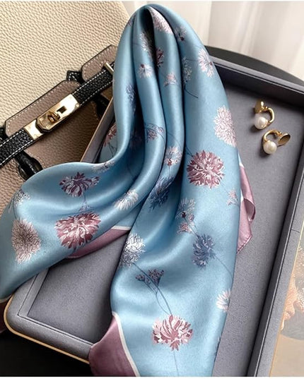 MINIDORA Satin Scarves for Women 27.5 × 27.5 inches Medium Square Elegant Silk Feeling Head Scarf