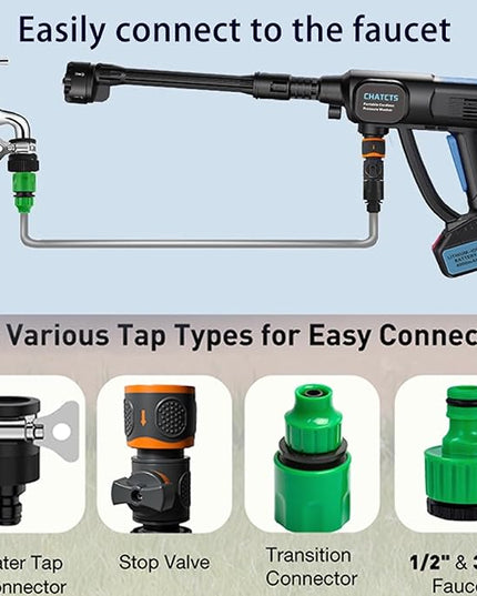 Portable Cordless Pressure Washer, 980PSI Cordless Car Pressure Washer with 2 Batteries, 6 in 1 Nozzle, 5 Meter Hose, for Watering, Cleaning, Car Washing, Floor Washing