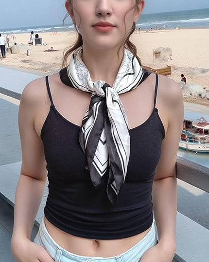 Head Bandanas Scarf for Women Silk Satin Hair Scarf Lightweight Vintage Fashion Square Neck Scarves Gift
