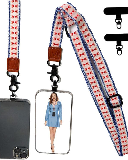 Adjustable Lanyard for Phone, Camera, Name Tags, ID card, Keychain and Wristlet Straps with 2 phone pads(Black)