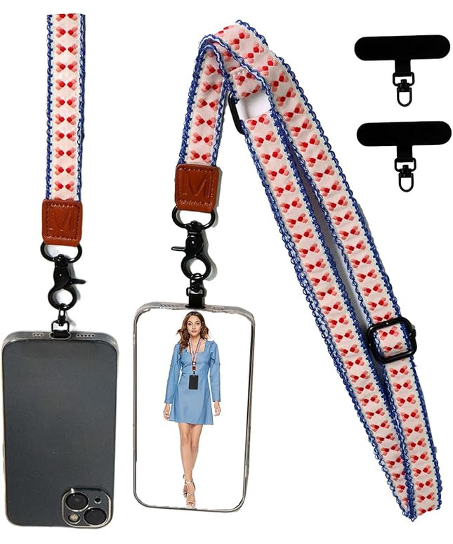 Adjustable Lanyard for Phone, Camera, Name Tags, ID card, Keychain and Wristlet Straps with 2 phone pads(Black)
