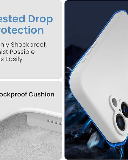 FireNova Designed for iPhone 16 Case, Silicone Upgraded [Camera Protection] Phone Case with [2 Screen Protectors], Soft Anti-Scratch Microfiber Lining Inside, 6.1 inch, White