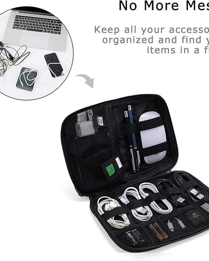 BAGSMART Electronics Organizer Travel Case, Small Cord Bag for Travel Essentials, Tech bag for Men Women, Cable Organizer for Phone, SD Card, Black