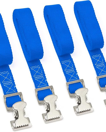 PowerTye 1in x 4ft Utility Lashing Strap - Made in USA - 150 lb. Working Load Limit / 450 lb. Breaking Strength, Blue (4-Pack)