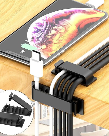 ELII 302PCS Cable Management Kit 4 Cable Sleeve,45Cable Clips,11Cable Holders,22 Roll Cable Organizer Straps and 200 Fastening Cable Ties,20 Cable Zip Tie Mounts Computer Under Desk (Black)