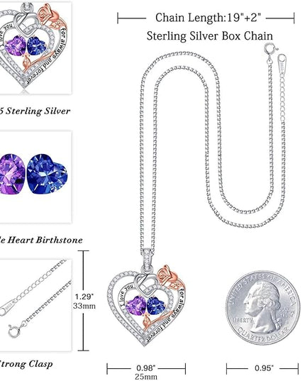 Iefil Christmas Gifts for Wife Women - 925 Sterling Silver Double Birthstone Necklace, Anniversary Birthday Gifts for Women, Jewelry Gift for Wife Girlfriend Mom Her