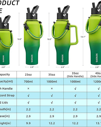 BJPKPK Insulated Water Bottles with Straw Lid, 23oz Metal Water Bottle with 2 lids & Paracord Strap, Double Wall Stainless Steel Vacuum Tumblers, Cups, Mugs, Thermo for Hot& Cold Drinks, Bamboo Grove