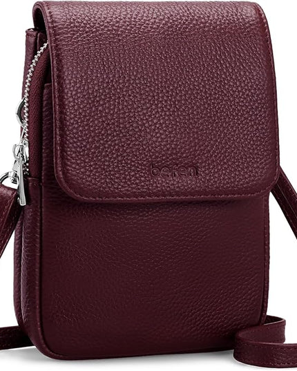 befen Genuine Leather Small Crossbody Bags for Women, Cell Phone Cross body Purse Bag with RFID Blocking Card Slots