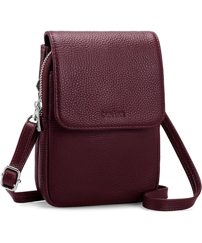 befen Genuine Leather Small Crossbody Bags for Women, Cell Phone Cross body Purse Bag with RFID Blocking Card Slots