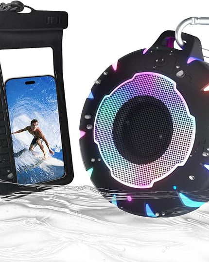 HEYSONG Bluetooth Shower Speaker + Waterproof Phone Pouch – Rugged & Ready for Any Wet Adventure